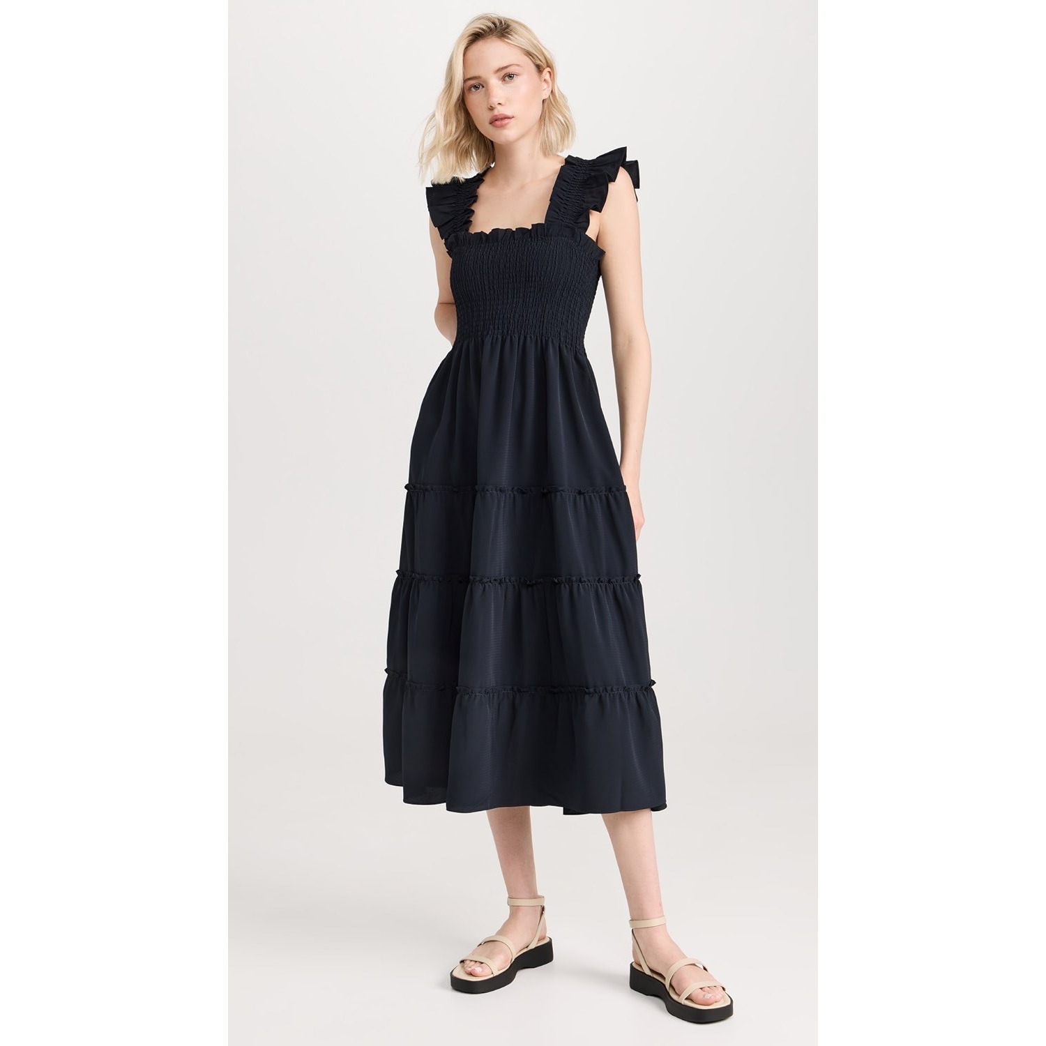 Hill House Home Ellie Nap Dress Black Crepe Xxs Midi
